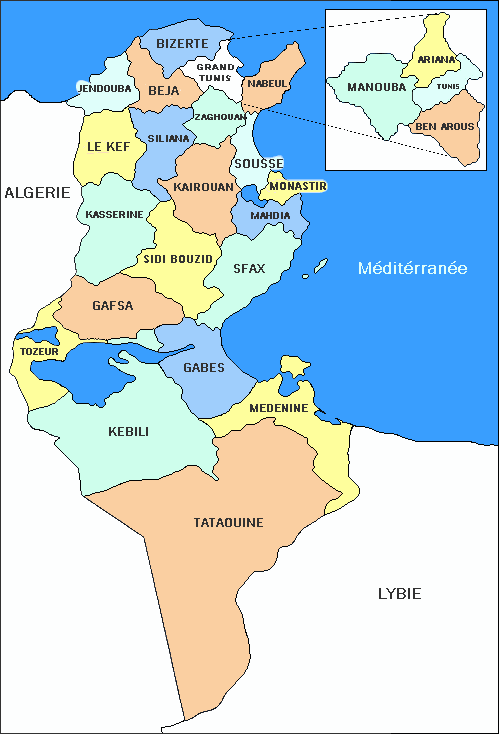 Carte de la Tunisie