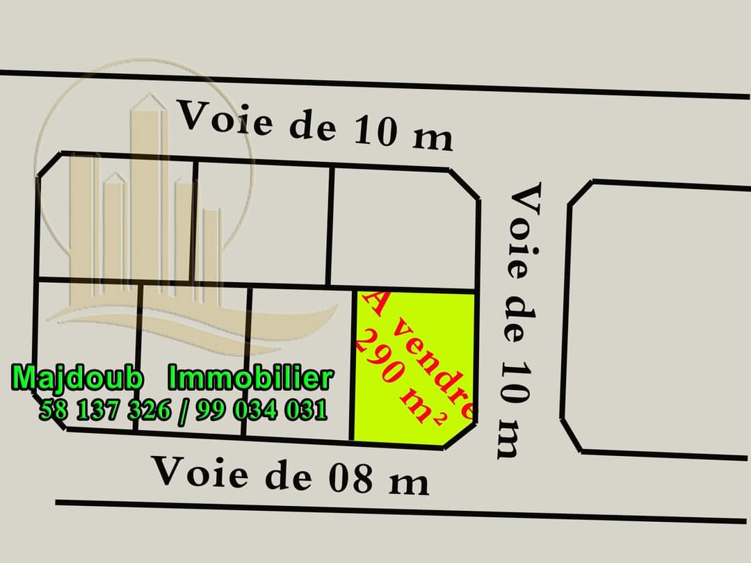 Sousse Riadh Zaouiet Sousse Terrain Terrain nu Lot de coin  bon emplacement