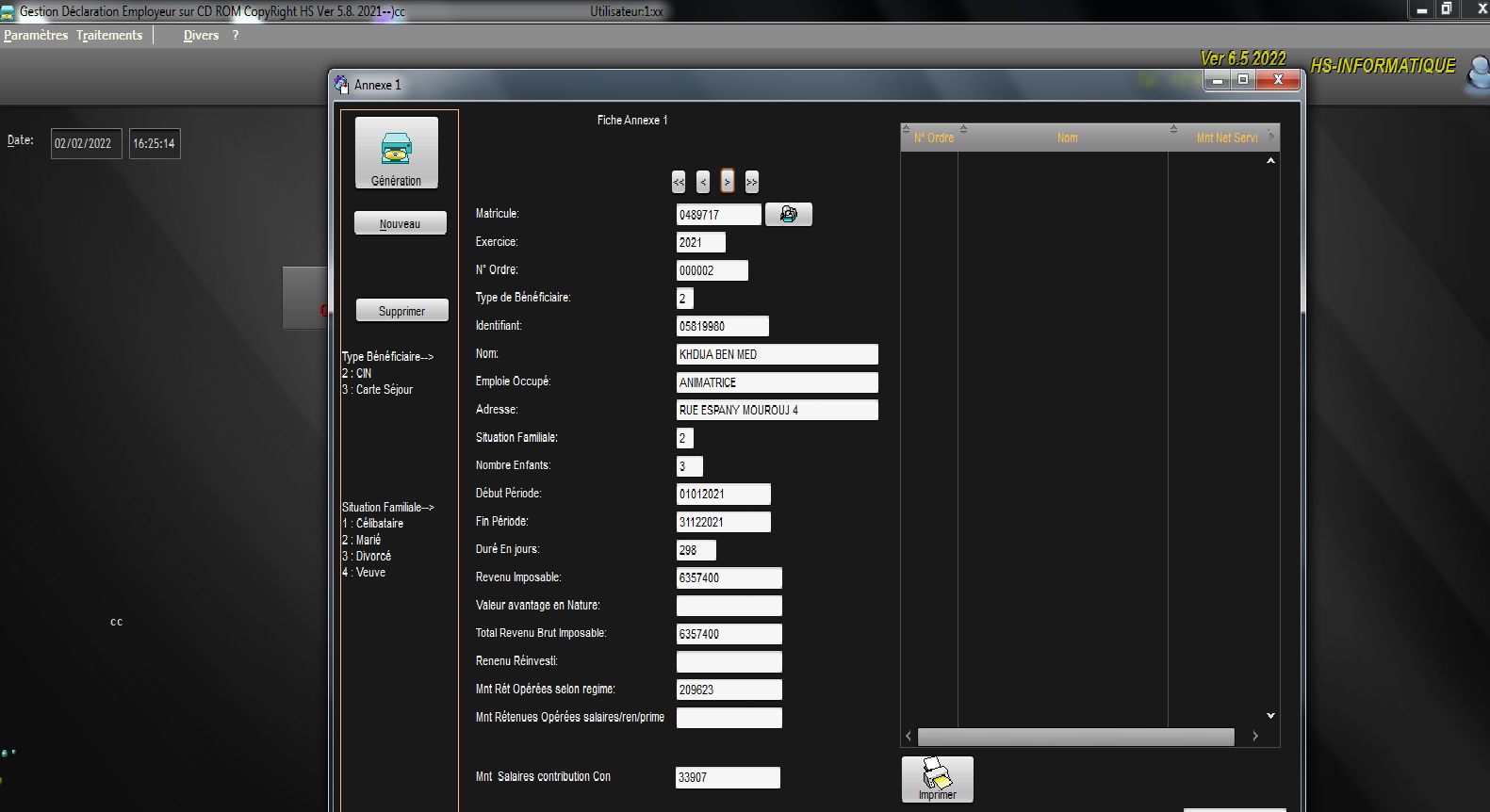 El Mourouj Residence Type Logiciels de gestion Autre Declaration employeur