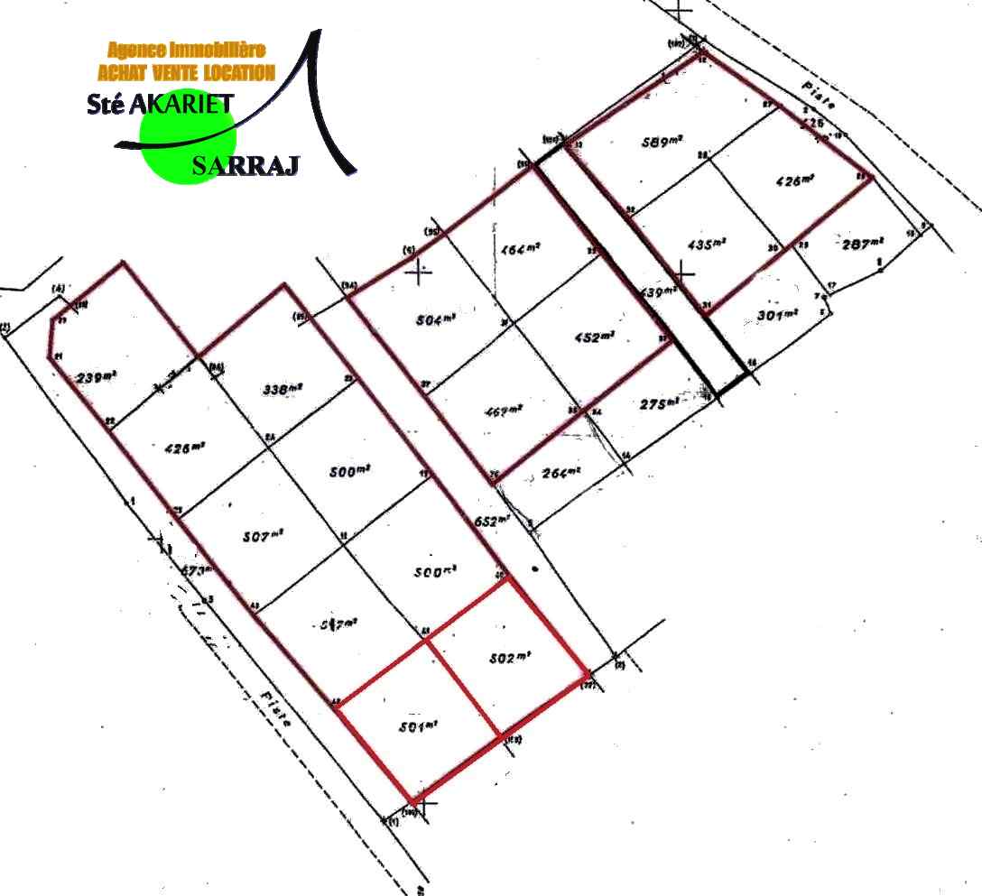 Sousse Jaouhara Sousse Khezama Terrain Terrain nu Deux terrains 501m et 502m avenue des orangers