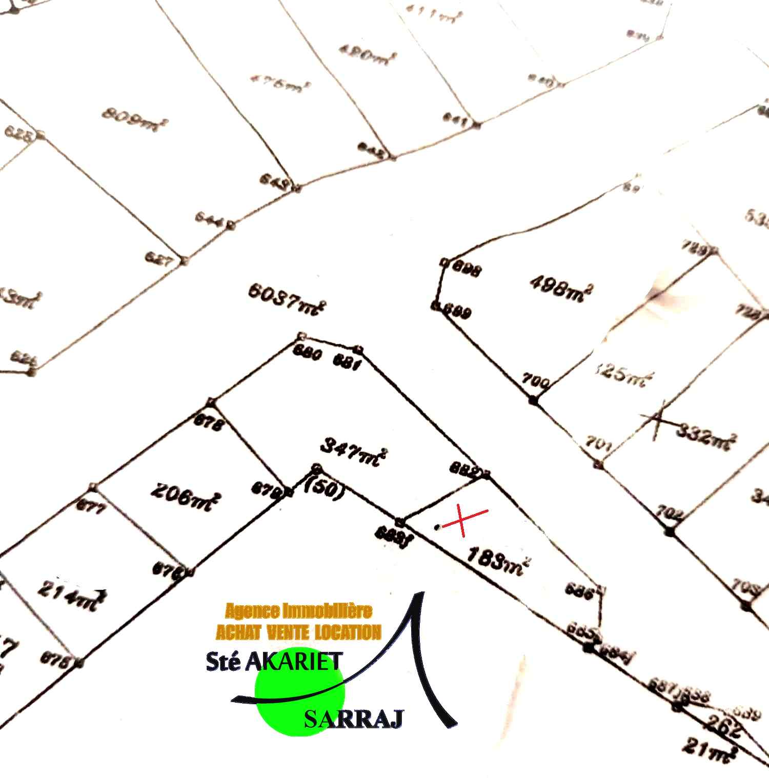 Sousse Jaouhara Khezama Ouest Terrain Terrain nu Terrain 183m zone des villas  khzema ouest