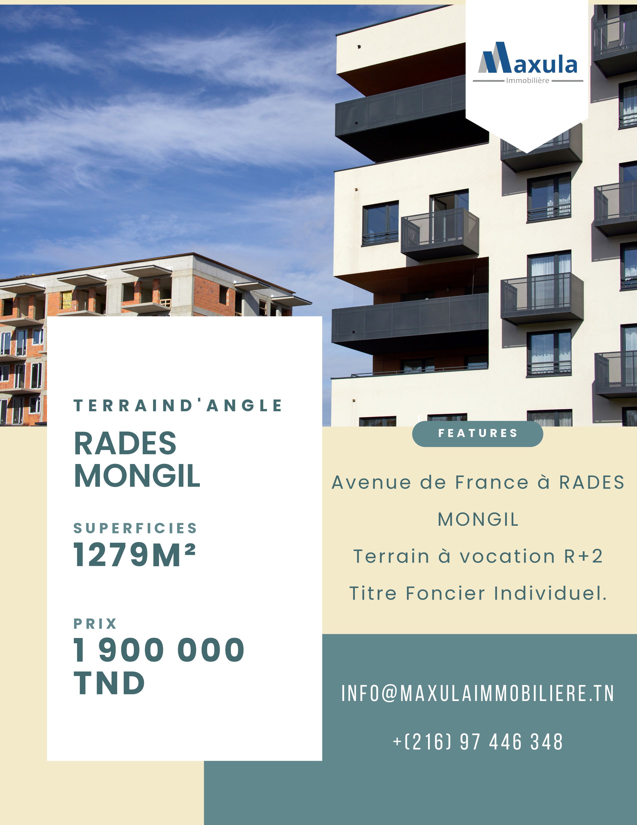 Rades Rades Mongil Vente Maisons Terrain d angle av de france a rades mongil