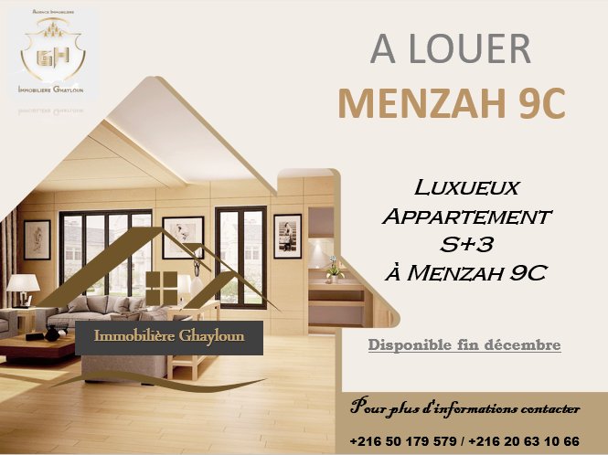 El Menzah El Menzah 9 Location Appart. 4 pices Appartement s3  menzah 9c